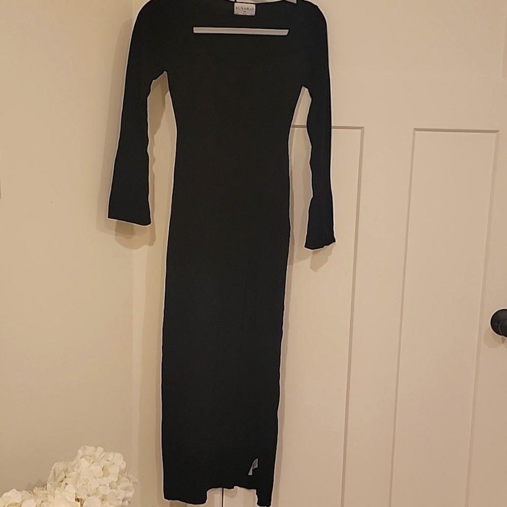 Black high slit dress, belt not included